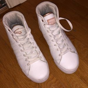 Adidas white cloud foam high top sneakers